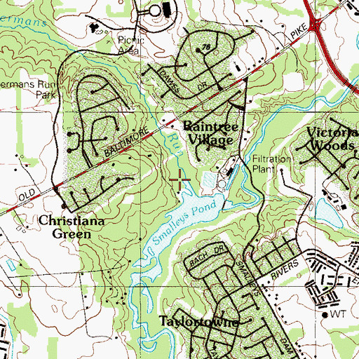 Topographic Map of Leatherems Run, DE