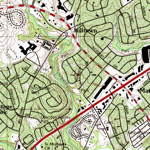 Topographic Map of Limestone Acres, DE