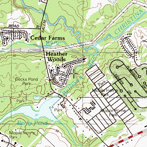 Topographic Map of Becks Pond, DE