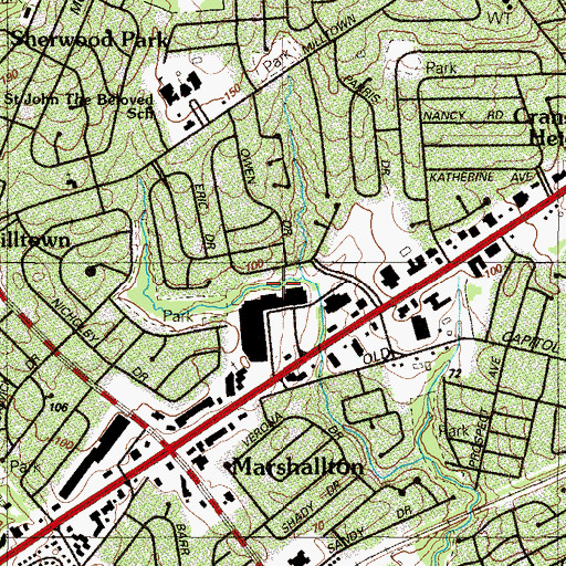 Topographic Map of Maplecrest, DE