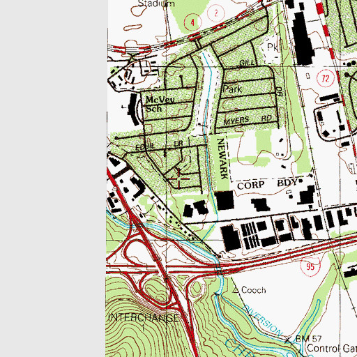 Topographic Map of Catalina Gardens, DE