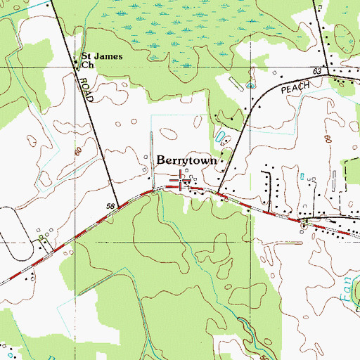 Topographic Map of Berrytown, DE
