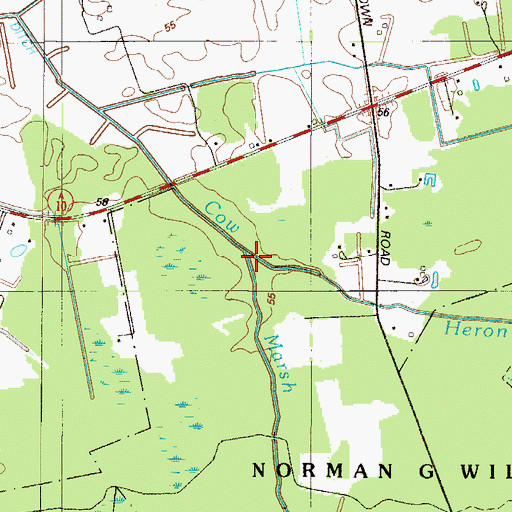 Topographic Map of Heron Drain, DE