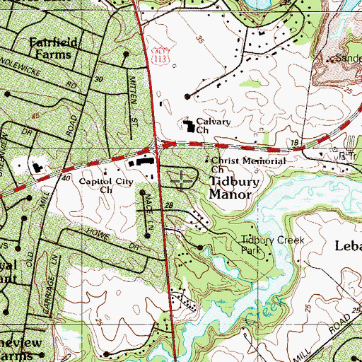 Topographic Map of Tidbury Manor, DE