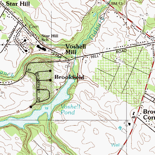 Topographic Map of Voshell Mill Pond Dam, DE