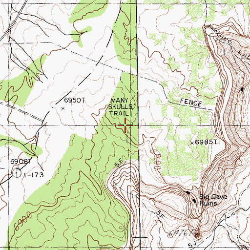 Topographic Map of Many Skulls Trail, AZ