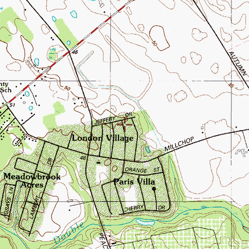 Topographic Map of London Village, DE