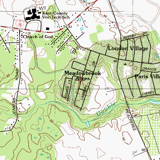 Topographic Map of Meadowbrook Acres, DE