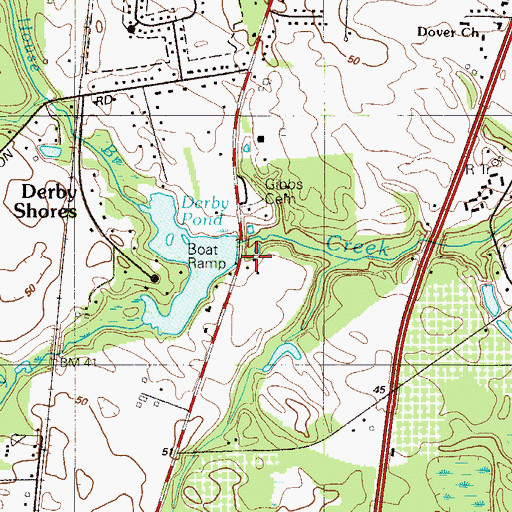 Topographic Map of Derby Pond Dam, DE