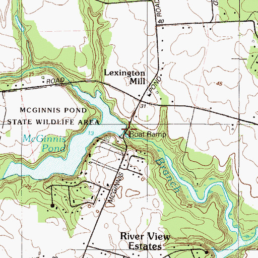 Topographic Map of McGinnis Pond Dam, DE