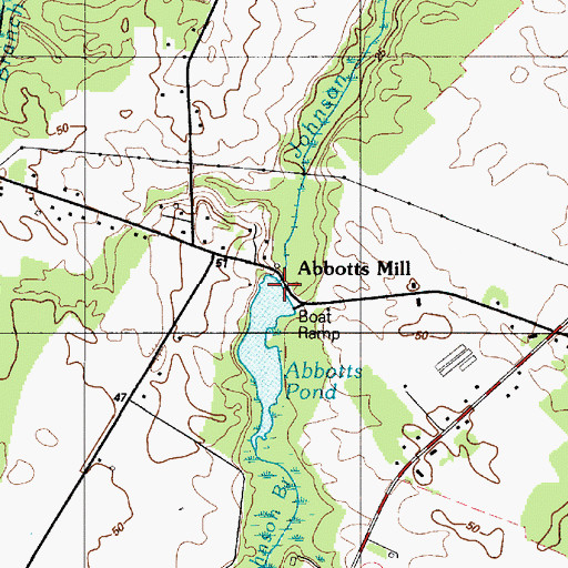 Topographic Map of Abbotts Pond Dam, DE