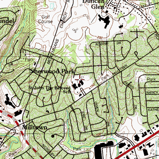 Topographic Map of Sherwood Park, DE