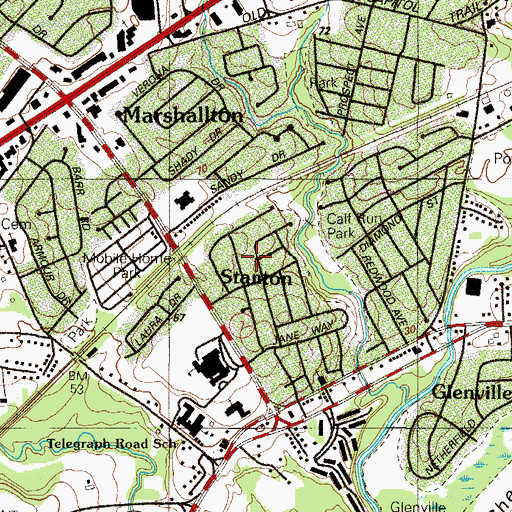 Topographic Map of Rolling Hills, DE