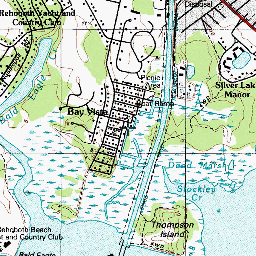 Topographic Map of Bay Vista, DE