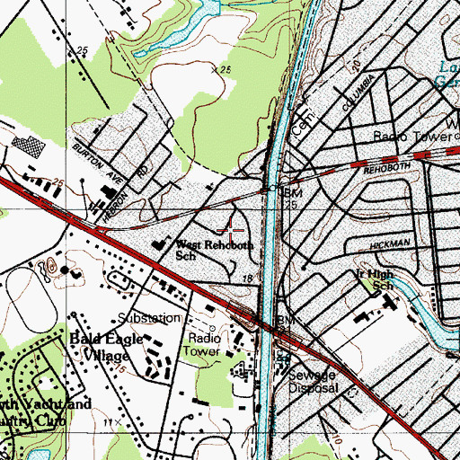 Topographic Map of Washington Heights, DE