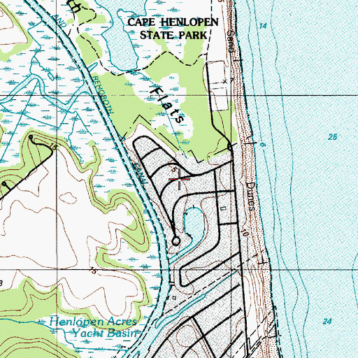 Topographic Map of North Shores, DE