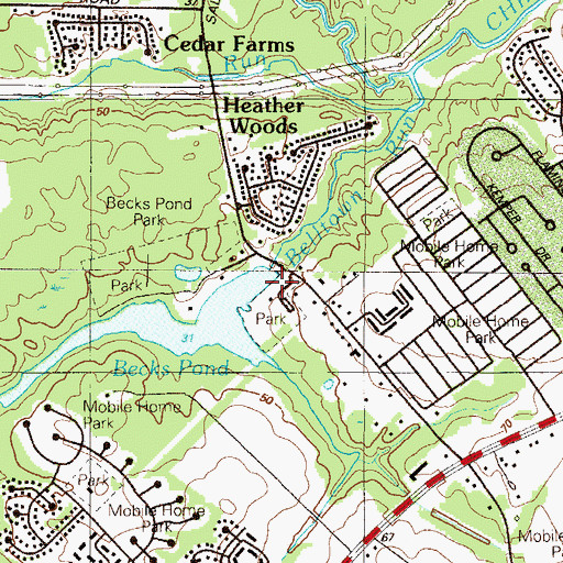 Topographic Map of Becks Pond Dam, DE