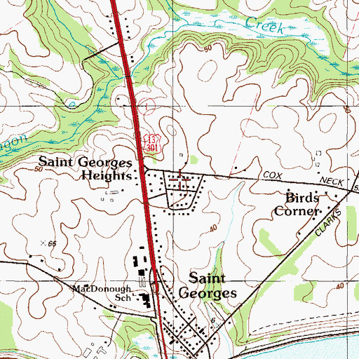 Topographic Map of Saint Georges Heights, DE