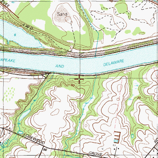 Topographic Map of Lorewood Grove, DE