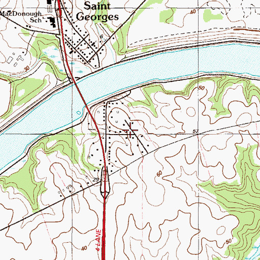 Topographic Map of Gams Crest, DE