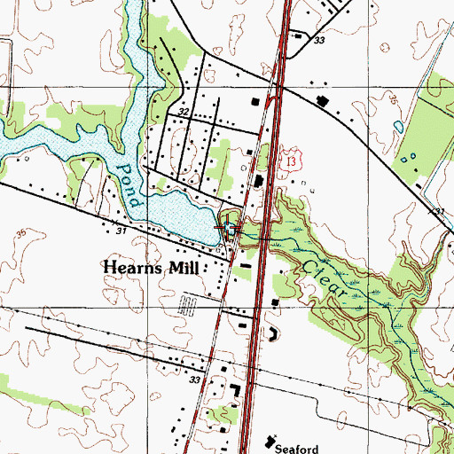 Topographic Map of Hearns Pond Dam, DE