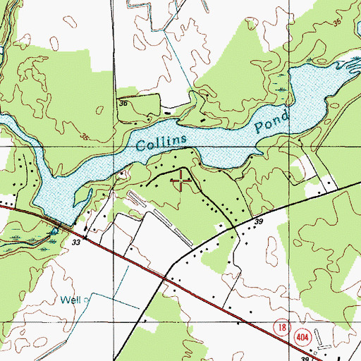 Topographic Map of Collins Pond Acres, DE