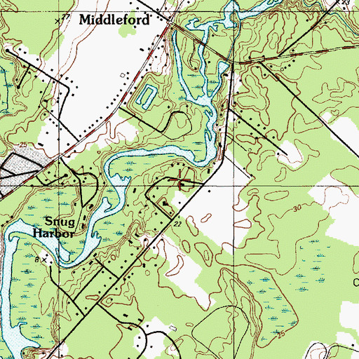 Topographic Map of Meadow Acres, DE