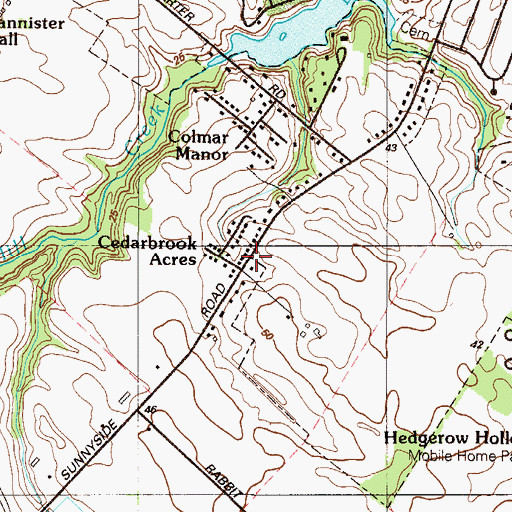 Topographic Map of Cedarbrook Acres, DE