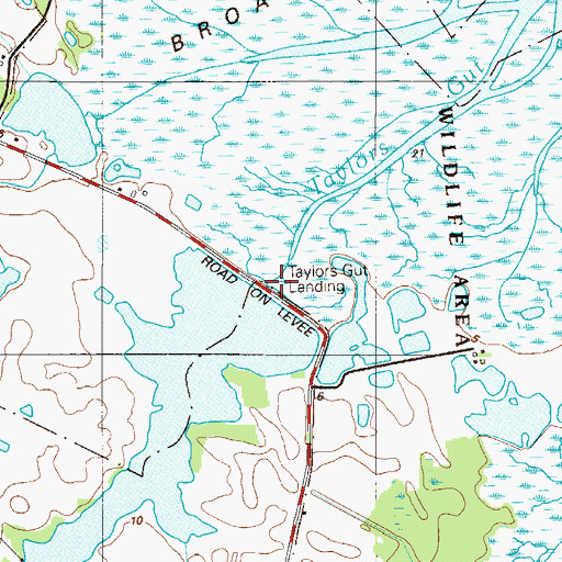 Topographic Map of Taylors Gut Landing, DE