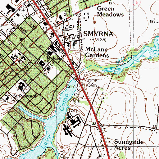 Topographic Map of Lake Como Dam, DE