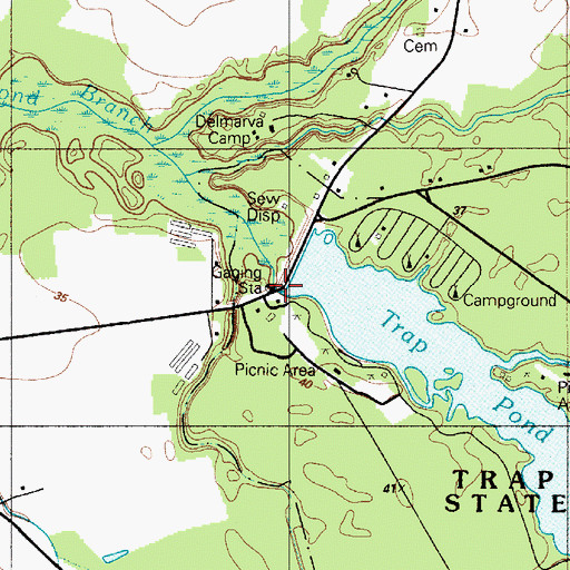 Topographic Map of Trap Pond Dam, DE