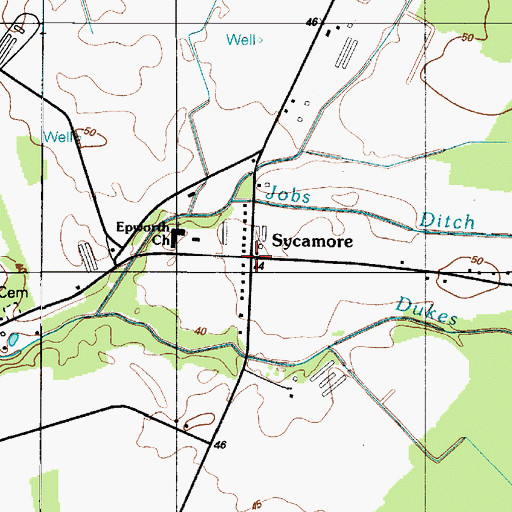 Topographic Map of Sycamore, DE