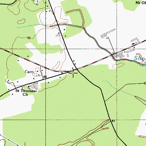 Topographic Map of Bryans Store, DE