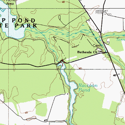 Topographic Map of Davis Pond Dam, DE