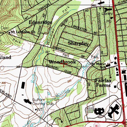 Topographic Map of Woodbrook, DE