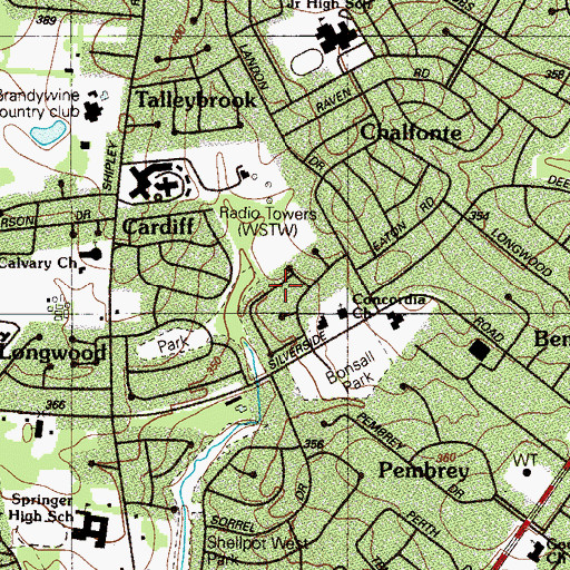 Topographic Map of Woodbine, DE