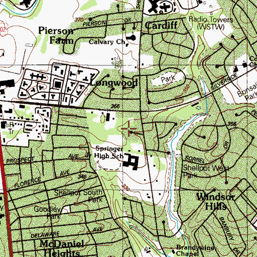 Topographic Map of Wilmont, DE