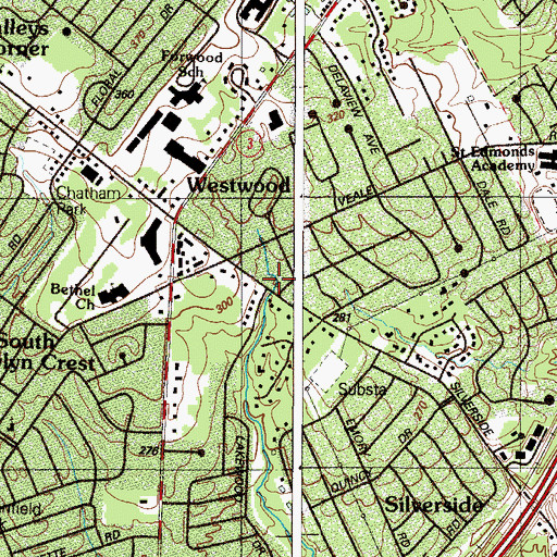 Topographic Map of Westwood Manor, DE