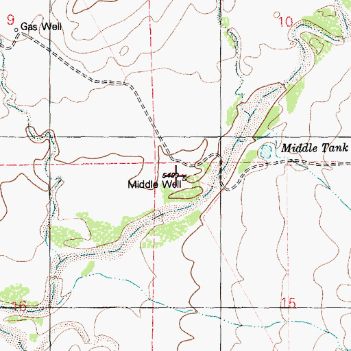 Topographic Map of Middle Well, AZ