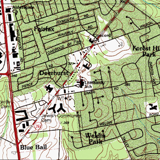 Topographic Map of Twin Oaks, DE