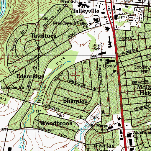 Topographic Map of Sharpley, DE