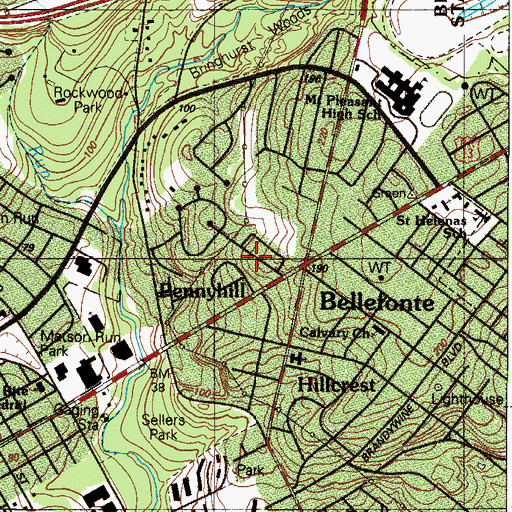 Topographic Map of Ridgewood, DE
