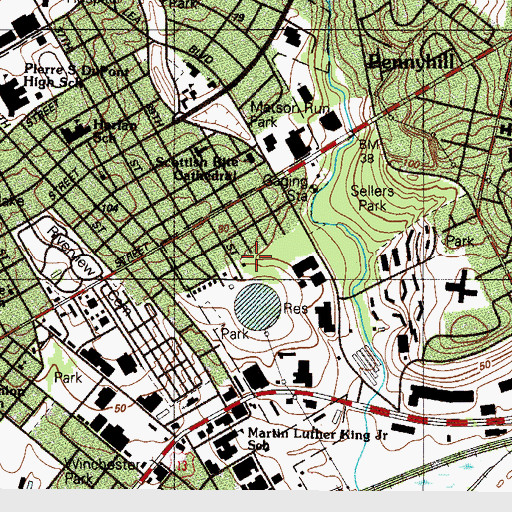 Topographic Map of Penn Rose, DE