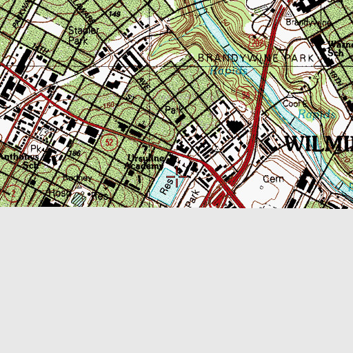 Topographic Map of Cool Spring Reservoir, DE