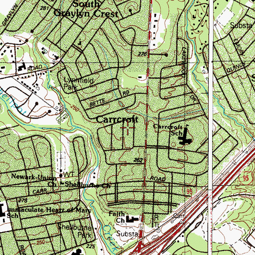 Topographic Map of Lynnfield, DE