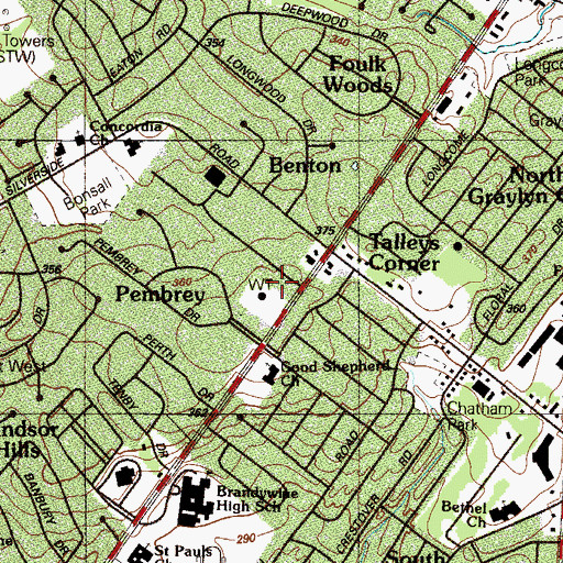 Topographic Map of Penarth, DE