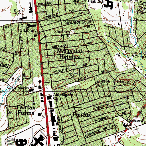 Topographic Map of Blue Rock Manor, DE