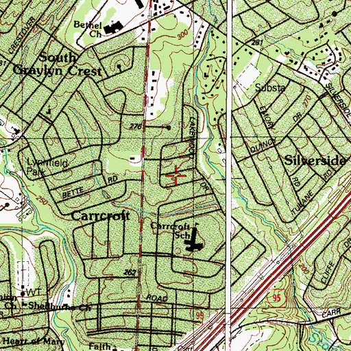 Topographic Map of Carrcroft Crest, DE