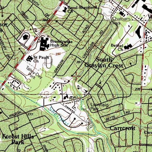 Topographic Map of Graylyn Crest, DE