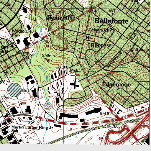 Topographic Map of Clifton Park Manor, DE